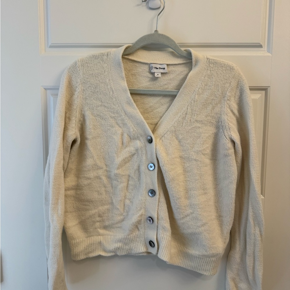 The Drop Women's Cream Button-Up Cardigan